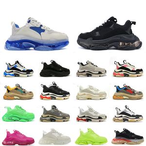 2024 Bästa kvalitet Casual Designer Shoes Triple S Luxurys Triples Women Men Platform Sneakers Black White Grey Red Pink Blue Royal Neon Green Big Size Tennis Trainers