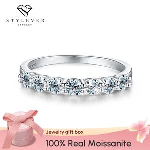 Real Shiny Ring 925 Sterling Silver Diamond Band Engagement Wedding Rings for Women Luxury Quality Smycken 240113