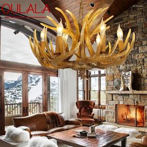 Chandeliers OULALA Nordic Antler Pendent Lamp American Retro Living Room Dining Villa Coffee Shop Clothing Store Decoration Chandelier