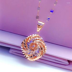 Catene 585 Collana con pendente a forma di fiore geometrico lucido in oro viola Collana con rosa 14K per donna Regalo di gioielli da sposa squisito