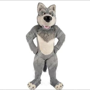 Cinza peludo lobo mascote traje simulação personagem dos desenhos animados roupas terno adultos tamanho outfit unisex aniversário natal carnaval fantasia vestido