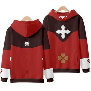 Nytt ankomst Game Genshin Impact Cosplay Amber Klee Hoodies Långärmad topprock mode män kvinnor huva tröja y09032725