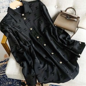 Summer women shirt designer blouse fashion high waisted letter sleeve Shirt casual simple lapel cardigan button coat