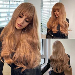 Synthetic Wigs BLONDE UNICORN Long Wavy Strawberry Blonde Wig with Bangs for Women Natural Synthetic Hair Heat Resistant Wigs for Daily Party Q240115