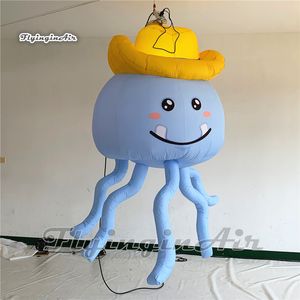 Atacado personalizado desenho animado animal marinho modelo 3m pendurado balão de água-viva inflável iluminado com tentáculos para decoração de festa