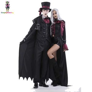 Halloween Vampire Couple Costumes Men's Bloody Handsome Costume Womens Steampunk Vampiress Uniforms Blood Countess Kits314o