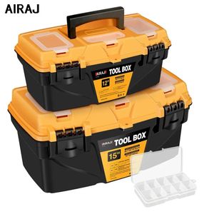 Airaj 1215インチハードウェアツールボックスプラスチック厚いコンビネーションスーツケース電気技師大工電動ドリルストレージボックス240115