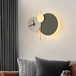 Стеновая лампа Nordic Creative Iron Acryle Led Decorative Clock светло -серая зеленая спальня обучение столовая осветительные светильники капля