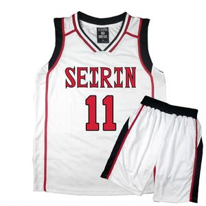 Anime kuroko no basuke cosplay traje seirin cesta escolar camisa esportiva masculina uniforme t camisa shorts conjunto branco não 4-11300c