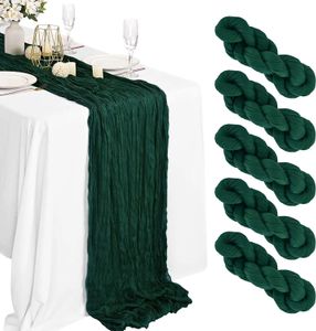 Partihandel 26st Gaze Table Runner Wedding Sage Semi-Sheer Vintage Cheesecloth Dining Party Christmas Banket Arches Cake Decor 240113
