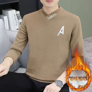 Thickened and Plush Men's Long Sleeved T-shirts, Scarves, Collars, Men's Warm Bottoms, Men's T-shirts, and Wholesale of Clothing for Foreign Trade
