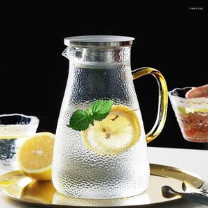 Набедренные колбы Стеклянный охлаждающий чайник Бытовая чашка для воды Большая емкость Молоток Холодный набор с бамбуковой крышкой
