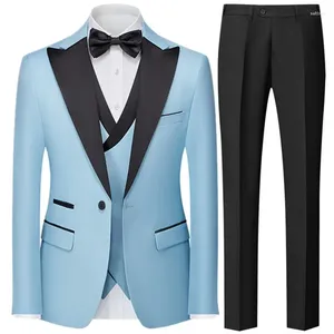 Mäns kostymer Fashion Men Slim 3 Piece Jacket Vest Pants Elegant Business Gentleman High-End Casual Formal Wedding Tuxedo Costume Homme