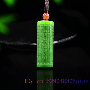 Colares Jade Coração Sutra Pingente Esculpido Moda Amuleto Budismo Mulheres Presentes Jadeite Jóias Natural Gemstone Charme Colar Chinês