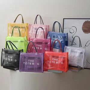 Marc tote çanta tasarımcısı kadın çantalar moda şeker renkleri şeffaf omuz çanta su geçirmez lüksler spor salonu alışveriş tote açık çantalar çapraz kanatlı çanta