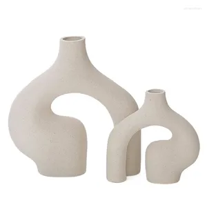 Vasi Vaso in ceramica da 2 pezzi Moderno astratto nordico minimalista decorativo geometrico per la decorazione della casa Scaffale