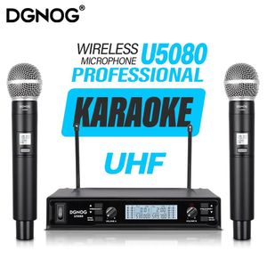 Microphones Professional Dual Wireless Microphone System UHF 2 Channels Handheld Microphone For Home Karaok PA Speaker Singing Party