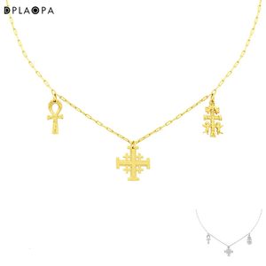 DPLAOPA 925 Sterling Silver Gold Plated Silver SACRED NECKLACE Long Chain Special Luxury Jewelry Wedding Crystal Jewels 240115