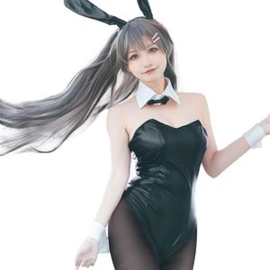 Anime Rascal drömmer inte om Bunny Girl Sakurajima Mai Cosplay Sexig Jumpsuit Wig Costume2692