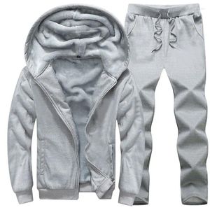 Löpuppsättningar 2024 Tracksuit 2 st fleece joggar kläder streetwear casual sport set utomhus mens hög kvalitet överdimensionerade gymkläder