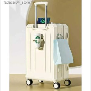 Sväskor 2023 Autumn New Multifunctional Trolley Case 20-tums Eleganta bagagemedlem Lätt vagn Suitcase Student Password Box Q240115