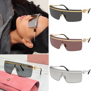 Luxuriöse quadratische rahmenlose Damen-Sonnenbrille, hochwertige, rechteckige, einteilige Brille, Designer-Mode, T-Stufenspiegel, UV400-beständige Sonnenbrille mit Box SMU50Z