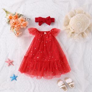 Girl Dresses Christmas Infant Girls Party Dress 2pcs Princess Lovely Outfits Baptism Toddler Baby Sequins Tulle Tutu Headband Clothes