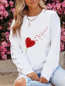 Clothing Fashion Graphic Sweatshirts Autumn Spring Oneck Dandelion Love Trend Casual Women Print Pullovers 240115