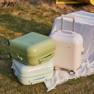 Suitcases JPXB Suitcase Women's 18 Inch Small Light Can Be Boarded Cabin Suitcase 20 Inches Cute Trolley Case Children Mixi Luggage Q240115