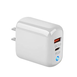 Carregador rápido 38W PD QC 3.0 Type C Carregador rápido USB C Adaptador de carregador de parede US EU UK Plug para Samsung S24 iPhone 15 14 Pro Max Huawei Xiaomi