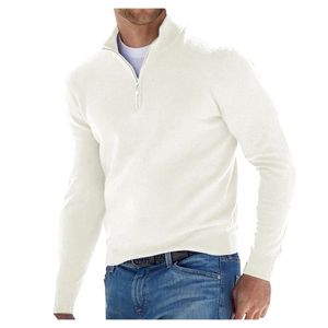 Pullover Mężczyźni pół zip polarowy płaszcz zimowy solidny golowe koszule z długim rękawem