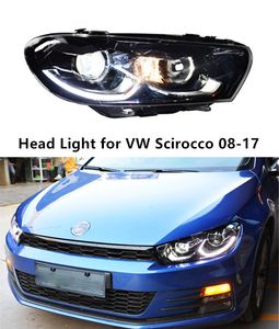 VW Scirocco LEDデイタイムランニングヘッドライト2008-2017ハイビームプロジェクターレンズのカーターンシグナルヘッドライト