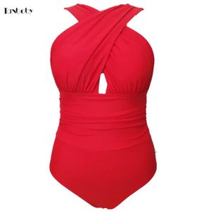 Swimwear Large Size Swimming Suits Womens 1 Pieces Trikinis Retro Cross Cup High Waist Swimsuit Red Plus Size Onepieces Bathing Suits