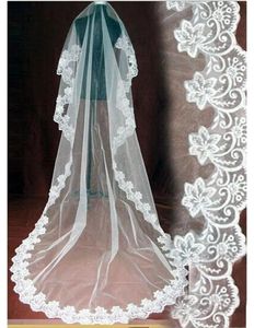 Veils Free Shipping high quality new wholesale 3 meters veils wedding accessory lace Bridal Veils White Ivory Cheap Price