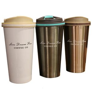 500ml Stainless Steel Coffee Mugs with Lid Fashion Thermo Cup High Quality Tea Mug BPA Free Water Bottle Travel 240115