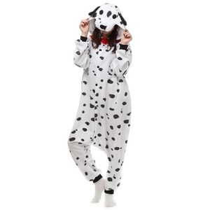 Dalmatiska hundkvinnor och mäns djur Kigurumi Polar Fleece Costume för Halloween Carnival New Year Party Welcome Drop 254e