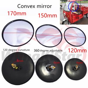 Üç tekerlek yuvarlak içbükey dışbükey ayna 6mm/8mm 360 derece ayarlanabilir motosiklet otomobil motor bisiklet 4-tekerlek 120mm 150mm 170mm dışbükey lens reflektör dikiz aynaları