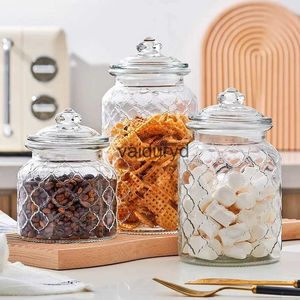 Food Storage Organization Sets Creative Grade Glass Jar Carved Candy Fruit Pickle with Lid Transparent Airtight Container Decorvaiduryd