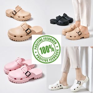Classic Cog Buckle Designer Slides Sandals Platform Heels Slippers Mens Womens White Black Pink Waterproof Shoes Nursing Hospital Outdoor 36-41