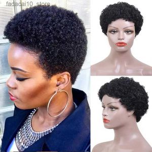 Perucas sintéticas Perucas encaracoladas sintéticas para mulheres curtas peruca afro natural cachos profundos feminino cabelo preto peruca afro-americana para senhora festa q240115