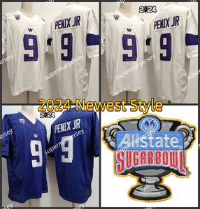 Maglia da calcio 2024 Sugar Washington Huskies 9 Michael Penix Jr. 2024 Nuovo stile NCAA buona