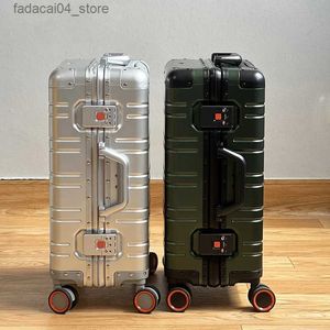 Walizki 100% Aluminium Magnesium Travel Travel Rolling Bagagage 20/24/29 cala bagaż bagażowy podręczny pudełko hasło kabinowe Q240115