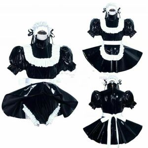 Sissy Maid Abito in PVC Pagliaccetto sissy boy CD TV Costume cosplay su misura257D