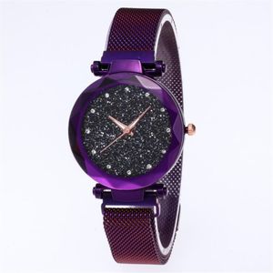 Diamond Starry Sky Dial Watch Beautiful Purple Quartz Womens Watch Watch Watches Fashion Woman Wrist Wristwatches346H