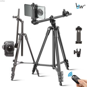 Tripods Professional Horizontal Tripod for Phone Camera Flexible Aluminum Tripod with Extended Arm Bluetooth for Nikon DSLRL240115