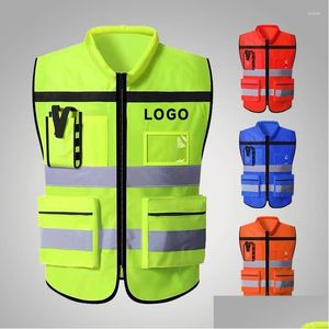 Vêtements de moto haute visibilité gilet de sécurité réfléchissant personnalisé personnalisé vêtements de travail de cyclisme de nuit pour les travailleurs de la construction Ot2Lc