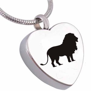 custom lion Cremation Urn Jewelry heart Memorial Ash Keepsake Necklace2638
