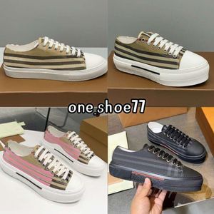 Vintage Print Sneakers Designer Casual Shoe Men Two-Tone Cotton Gabardine Flats Tryckt bokstäver Plaid Calfskin Canvas Trainers