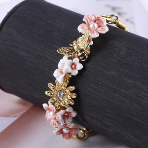Braccialetti con ciondoli Gioielli per bracciale placcati in oro regolabili di lusso con perle di smalto romantico di lusso di alta qualità per ragazze e donne