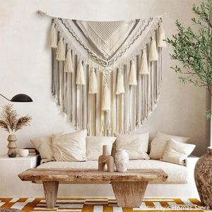 Handvoven Macrame Tassel Pendant Wall Hanging Tapestry Window Door Curtains Wedding Bakgrund Hemdekoration 240115